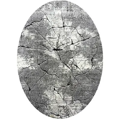 Produktbild von Ovaler Stückteppich 160x220 BRAWLEY 8 - grau / weiß