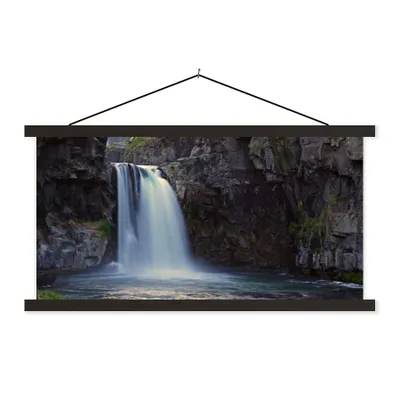 Produktbild von MuchoWow® Textilposter Wasserfall - Wasser - Felsen 60x30 cm mit schwarzem Rahmen - Textilien