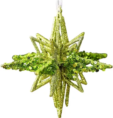 Produktbild von Glitzernde Weihnachtsornamente, grün, paillettenbesetzt, Schmetterling/Stern/Rentier, Weihnachtsbaumschmuck zum Aufhängen für die Weihnachtsfeier.