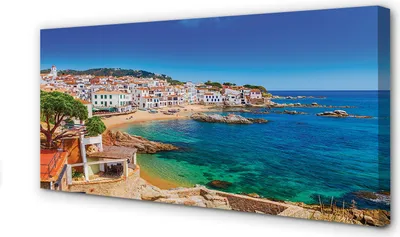 Produktbild von Leinwandbild 100x50 Wandkunst Spanien Strand Stadt Küste