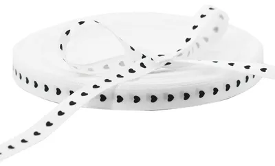 45m Geschenkband Herzmotiv Satinband Dekoband Herzband 10mm, weiß