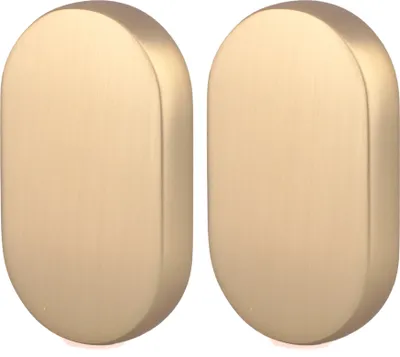 Produktbild von Natural Goods Berlin Möbelgriffe rund OVAL, 16mm Lochabstand, Schrankknöpfe passend für 15-22mm Türstärken, Griffe für Küchenschränke, Kommoden, Sideboard etc., Gold (gebürstet), 2 Stück