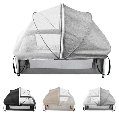 Image de Lit de voyage pliable pour bébés, avec moustiquaire intégrée