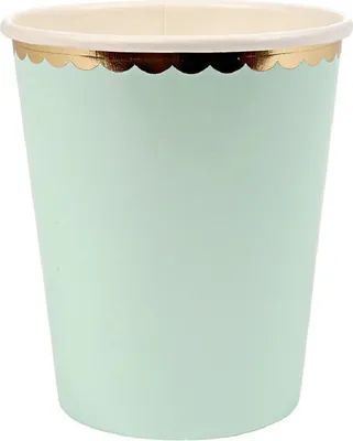 Produktbild von Pappbecher, 8 Stück / 300ml -Matt / goldener Rand, Grün