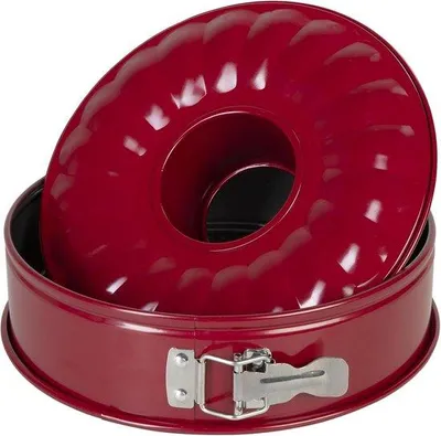 Productafbeelding van Famanu Springvormset, Ø 26 cm – 2 ronde bakvormen zonder lekkage, met een platte bodem en een tulbandbodem