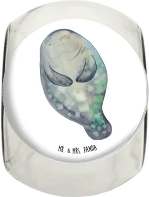 Produktbild von Mr. & Mrs. Panda Teedose Seekuh Happy XL 2000ml - Weiß - Geschenk, Bonboniere, Aufbewahrungsdose, Freundin, glasbehälter, Vorratsglas, Liebeskummer, Urlaub, Achtsamkeit