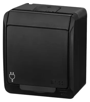 Obrázok produktu pre CB Elektro Zásuvka 1x do vlhka IP44 Čierna HERMES