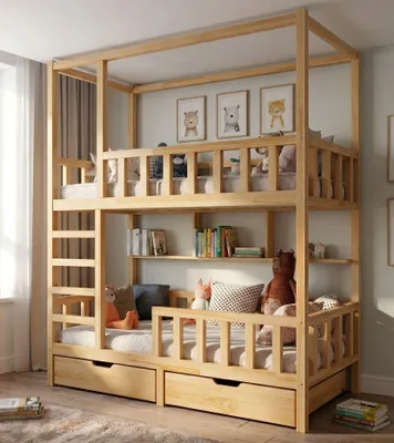 Zdjęcie produktu dla Łóżko piętrowe z konstrukcją do sufitu FILIP - 200x90cm