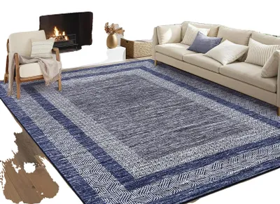 Productafbeelding van Tapijttegels, antislip onderkant, machinewasbaar, blauw, 120x170 cm