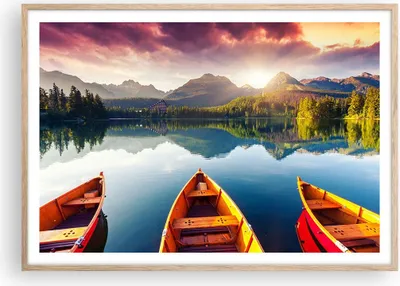Produktbild von Gerahmtes Poster - Rahmen in heller Eiche - See Natur - 100x70 cm - Wand Bild - Wanddeko - Wandbilder - Kunstposter - Wandposter - Bilderrahmen - Bilder - Kunstdruck - Wandbild - P2NAA100x70-3579