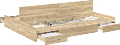 Zdjęcie produktu dla Rama łóżka z miejscem na przechowywanie Dąb Sonoma 135 x 190 cm