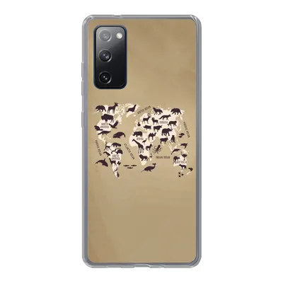 Produktbild von MuchoWow® Handyhülle Schutzhülle Hülle für Samsung Galaxy S20 FE Weltkarte - Tiere - Braun Silikon Softcase Handy Hülle - Abdeckung