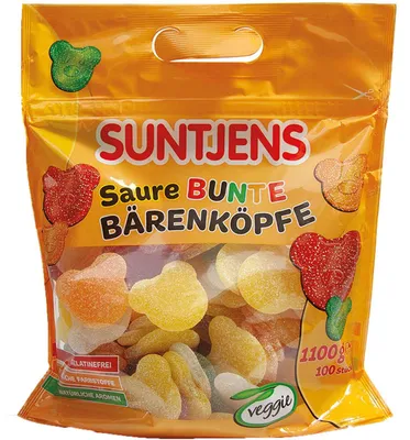 Produktbild von Suntjens Saure Bunte Bärenköpfe 100er