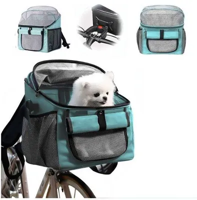 Produktbild von Famanu 2-in-1 Hunde-Fahrradkorb und Rucksack, faltbar mit Lenkeradapter, bis 5 kg, blau