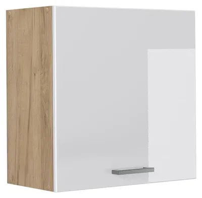 Obrázek produktu pro Věšák na stěnu Vicco R-Line Bílá vysoký lesk/Zlatý mocný dub 60 cm s 1 dvířky, Model 65816
