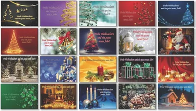 Produktbild von Weihnachtskarten mit Umschlag, 20 Stück, Grußkarten Doppelkarten Klappkarten Karten, nicht einzeln foliert