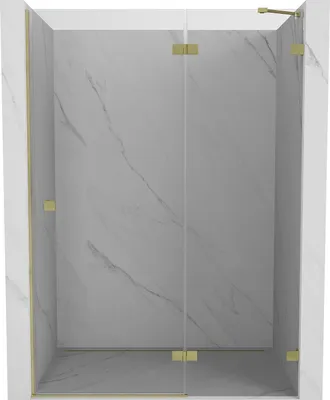 Image de Mexen Lunar porte de douche battante droite 130 cm, transparent, or brossé - 834-130-000-55-00-P
