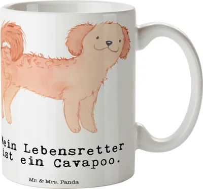 Produktbild von Mr. & Mrs. Panda Kaffeetasse Cavapoo Lebensretter - Weiß - Geschenk, Cavoodle, Trinkbecher, Frühstücksbecher, Tasse, Teetasse, Becher