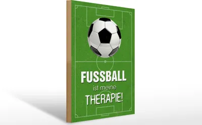 Produktbild von Holzschild Fußball ist meine Therapie, 40 x 30 cm, Holzschilder Spruch Sport Hobby