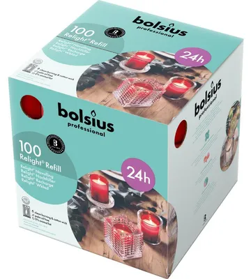 Image de Bolsius Horeca Relight® Recharges 64/52 Rouge (100 pièces)