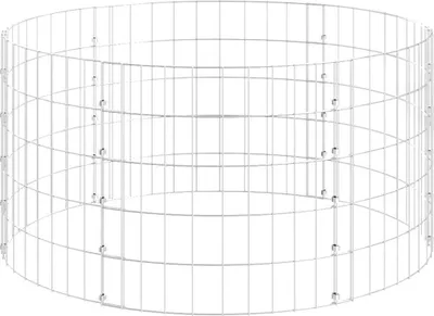 A 3D render of a round gabion column made of galvanized steel wire mesh.