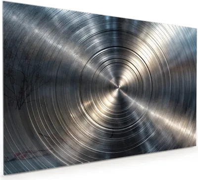 Produktbild von Küchenrückwand Spritzschutz Glas mit Motiv Metallkreise 40 x 40 cm