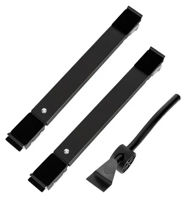 Obrázok produktu pre Podstavec pod práčku Clanmacy čierny s kolieskami, nastaviteľný od 45 do 70 cm, podstavec pod sušičku