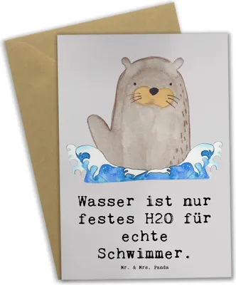 Produktbild von Mr. & Mrs. Panda babykarte Schwimmen Abenteuer - Grau Pastell - Geschenk, einladungskarten, Sportler, Sport, Teamsport, Technik, weihnachtskarten, glückwunschkarten