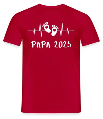 Produktbild von Spreadshirt Herzschlag Papa 2025 Vater Geschenk Vatertag Männer T-Shirt, S, Rot