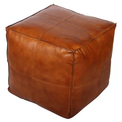 Produktbild von Orientalisches Leder Sitzkissen Sunyata, Sitzpouf 45x45x45 cm, formstabile Füllung