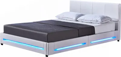 Produktbild von HOME DELUXE - LED Bett ASTEROID - Weiß, 160 x 200 cm - inkl. Lattenrost I Polsterbett Design Bett inkl. Beleuchtung