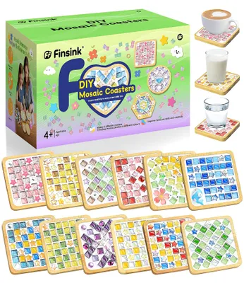 Obrázek produktu pro Sada pro výrobu mozaikových podložek z dřeva, 12 kusů, pro děti, možnost vlastní tvorby