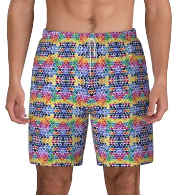 Productafbeelding van Elzusha - Zeemeermin Visschubben Zwemshorts voor Heren, Casual Strandbroek