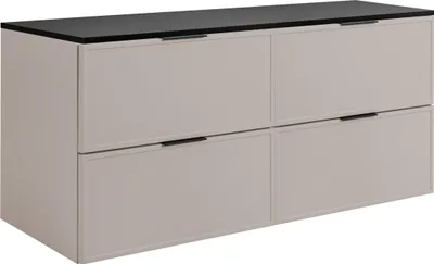 Produktbild von RODAN | Badezimmerschrank - SLIM - 120,6 cm - Kaschmir - 3 Farben von Griffen Enthalten GRATIS - mit dunkelgrauer Platte - 4 Schubladen - Hängend