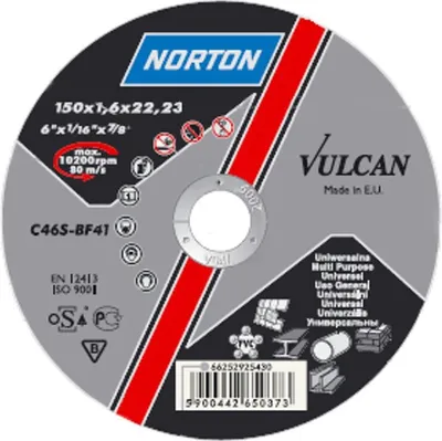 Image de Disque NORTON Vulcan A 230x1,9x22 A46S-BF41, a tronçonner pour métal et inox