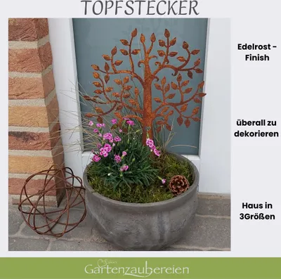 Produktbild von Lebensbaum zum Stecken Rostoptik, frostfester Gartenstecker Naturrost 39x32cm