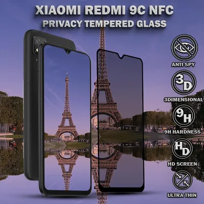 Obrázek produktu pro 1-balení Xiaomi 9C NFC Ochranné sklo na displej Privacy - Tvrzené sklo 9H - Super kvalita 3D
