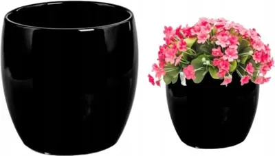 Produktbild von Keramik Blumentopf schwarze Kugel 15x12cm dekorativ