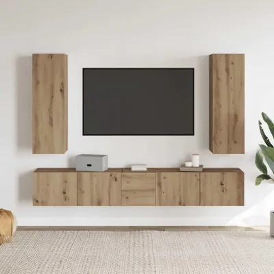 Obrázok produktu pre vidaXL TV nástenné skrinky 5 ks. Materiál na báze dubového dreva