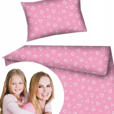 Produktbild von Designpremium Bettwäsche-Set Rosa Herzen 100x135 cm
