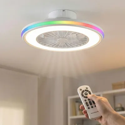 Zdjęcie produktu dla Sufitowy wentylator z oświetleniem LED RGB, ukrytymi łopatami i pilotem Nexory InnovaGoods