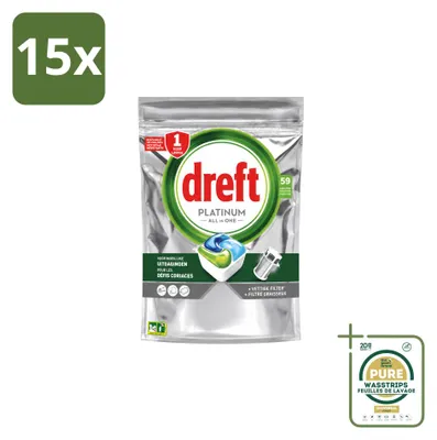 Produktbild von 15 x Dreft Platinum All-in-One Spülmaschinentabs Original - 879 g - Vorratspackung - 15 Stücke