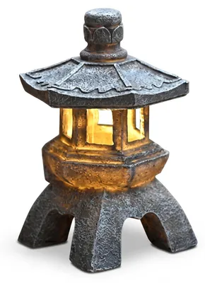 Solar-Japanlaterne Pagode 26 cm, wetterfest, Steinoptik, Zen-Garten