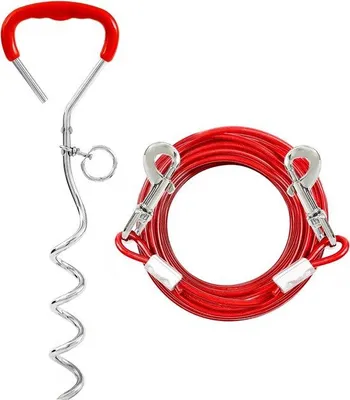 Produktbild von Famanu Hunde-Pfahl mit Kabelbindern - 6 m Hundeleine für Camping und Garten