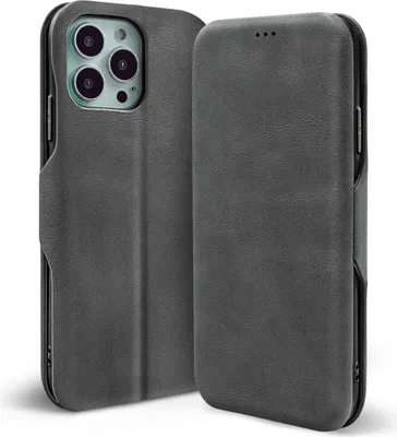 Produktbild von Conie Retro Klapp Tasche für iPhone 16 Pro Kartenfach Hülle Rundumschutz in Grau