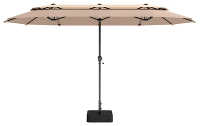 Immagine prodotto di Ombrellone rettangolare con base, 380 x 200 cm, ombrellone doppio con manovella e protezione UV