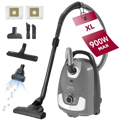Produktbild von Staubsauger mit Beutel - Tierhaarsauger - 900 W - Turbo-Tierhaarbürste - 10 m Arbeitsradius - Schwarz