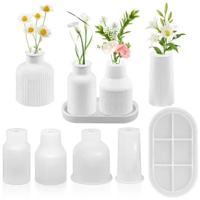 Obrázok produktu pre Silikónová forma, sada 5 kusov, forma na odlievanie, kvetináč, DIY, živica, epoxidová živica