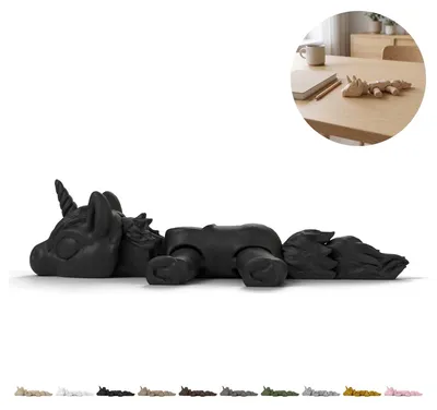 Obrázek produktu pro Flexi jednorožec 14,1 cm, pohyblivá mini figurka, fidget z 3D tisku – Černá