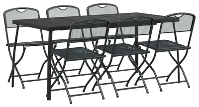 Image de Ensemble de mobilier de jardin vidaXL, 7 pièces, fer et acier anthracite